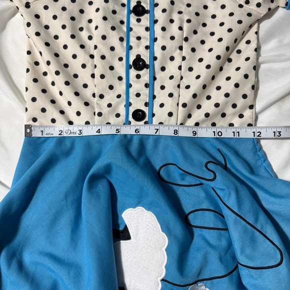 Sock Hop Poodle Skirt Dress Costume Blue and White with black Polkadots Sz 6X-8 - Picture 7 of 11